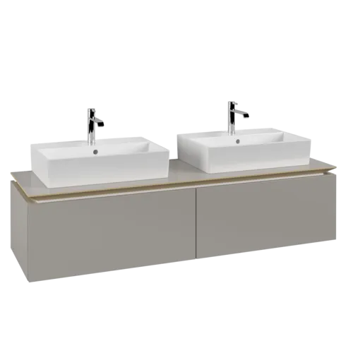 Picture of VILLEROY BOCH Legato Vanity unit, 2 pull-out compartments, 1600 x 380 x 500 mm, Soft Grey / Soft Grey #B67600VK