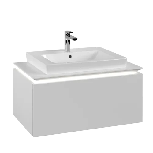 Picture of VILLEROY BOCH Legato Vanity unit, with lighting, 1 pull-out compartment, 800 x 380 x 500 mm, White Matt / White Matt #B678L0MS
