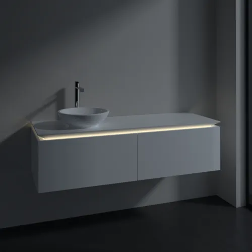 Bild von VILLEROY BOCH Legato Waschbeckenunterschrank, mit Beleuchtung, 2 Auszüge, 1400 x 380 x 500 mm, Glossy White / Glossy White #B587L0DH