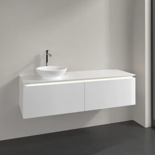 Bild von VILLEROY BOCH Legato Waschbeckenunterschrank, mit Beleuchtung, 2 Auszüge, 1400 x 380 x 500 mm, Glossy White / Glossy White #B587L0DH