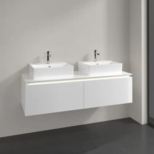 Bild von VILLEROY BOCH Legato Waschbeckenunterschrank, mit Beleuchtung, 2 Auszüge, 1400 x 380 x 500 mm, Glossy White / Glossy White #B668L0DH
