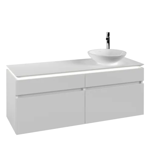 Picture of VILLEROY BOCH Legato Vanity unit, with lighting, 4 pull-out compartments, 1400 x 550 x 500 mm, White Matt / White Matt #B590L0MS