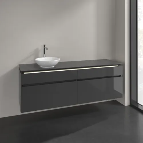 Obrázek VILLEROY BOCH Legato toaletní skříňka, s osvětlením, 4 výsuvy, 1600 x 550 x 500 mm, lesklá šedá / lesklá šedá #B596L0FP