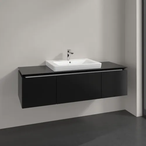 VILLEROY BOCH Legato Waschbeckenunterschrank, 3 Auszüge, 1200 x 380 x 500 mm, Black Matt Lacquer / Black Matt Lacquer #B68200PD, Bild 2