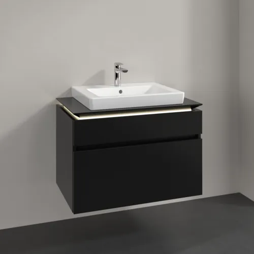 VILLEROY BOCH Legato Waschbeckenunterschrank, mit Beleuchtung, 2 Auszüge, 800 x 550 x 500 mm, Black Matt Lacquer / Black Matt Lacquer #B679L0PD, Bild 2