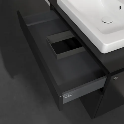 VILLEROY BOCH Legato Waschbeckenunterschrank, mit Beleuchtung, 2 Auszüge, 800 x 550 x 500 mm, Black Matt Lacquer / Black Matt Lacquer #B679L0PD, Bild 6