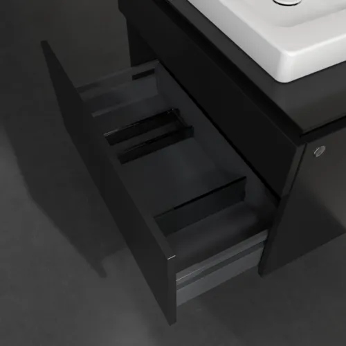 VILLEROY BOCH Legato Waschbeckenunterschrank, mit Beleuchtung, 2 Auszüge, 800 x 550 x 500 mm, Black Matt Lacquer / Black Matt Lacquer #B679L0PD, Bild 5