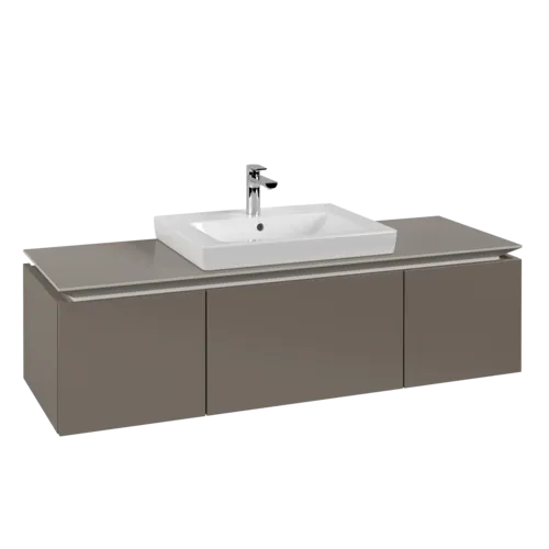 Picture of VILLEROY BOCH Legato Vanity unit, 3 pull-out compartments, 1400 x 380 x 500 mm, Truffle Grey / Truffle Grey #B68400VG