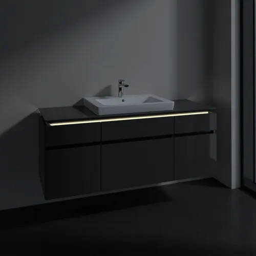 Bild von VILLEROY BOCH Legato Waschbeckenunterschrank, mit Beleuchtung, 5 Auszüge, 1400 x 550 x 500 mm, Glossy Grey / Glossy Grey #B685L0FP