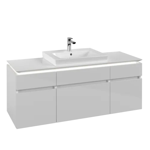 Obrázek VILLEROY BOCH Legato toaletní skříňka, s osvětlením, 5 výsuvů, 1400 x 550 x 500 mm, lesklá bílá / lesklá bílá #B685L0DH