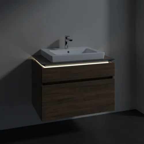 Bild von VILLEROY BOCH Legato Waschbeckenunterschrank, mit Beleuchtung, 2 Auszüge, 800 x 550 x 500 mm, Arizona Oak / Arizona Oak #B679L0VH