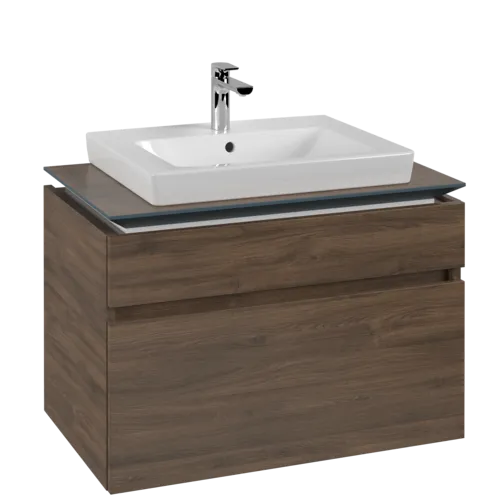 Picture of VILLEROY BOCH Legato Vanity unit, with lighting, 2 pull-out compartments, 800 x 550 x 500 mm, Arizona Oak / Arizona Oak #B679L0VH