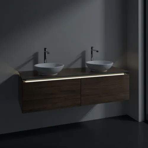 Bild von VILLEROY BOCH Legato Waschbeckenunterschrank, mit Beleuchtung, 2 Auszüge, 1400 x 380 x 500 mm, Arizona Oak / Arizona Oak #B591L0VH
