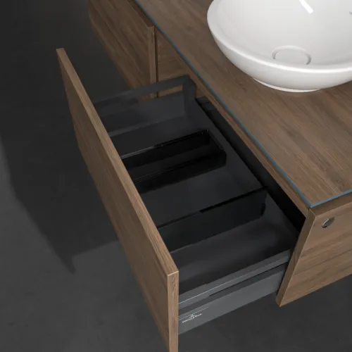 Bild von VILLEROY BOCH Legato Waschbeckenunterschrank, mit Beleuchtung, 2 Auszüge, 1400 x 380 x 500 mm, Arizona Oak / Arizona Oak #B591L0VH