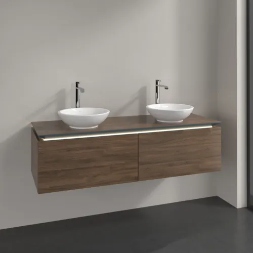 Bild von VILLEROY BOCH Legato Waschbeckenunterschrank, mit Beleuchtung, 2 Auszüge, 1400 x 380 x 500 mm, Arizona Oak / Arizona Oak #B591L0VH