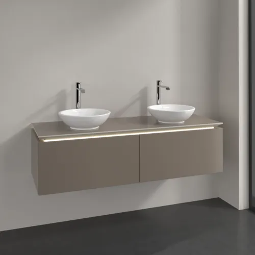 Bild von VILLEROY BOCH Legato Waschbeckenunterschrank, mit Beleuchtung, 2 Auszüge, 1400 x 380 x 500 mm, Truffle Grey / Truffle Grey #B591L0VG
