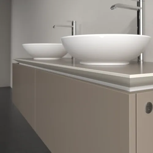 Bild von VILLEROY BOCH Legato Waschbeckenunterschrank, mit Beleuchtung, 2 Auszüge, 1400 x 380 x 500 mm, Truffle Grey / Truffle Grey #B591L0VG