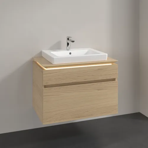Bild von VILLEROY BOCH Legato Waschbeckenunterschrank, mit Beleuchtung, 2 Auszüge, 800 x 550 x 500 mm, Nordic Oak / Nordic Oak #B679L0VJ