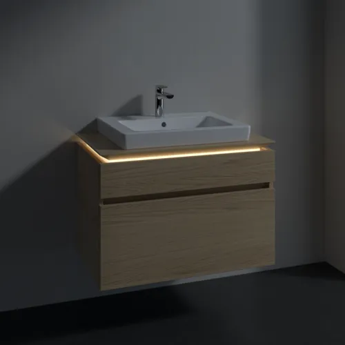 Bild von VILLEROY BOCH Legato Waschbeckenunterschrank, mit Beleuchtung, 2 Auszüge, 800 x 550 x 500 mm, Nordic Oak / Nordic Oak #B679L0VJ