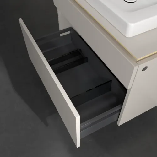 Bild von VILLEROY BOCH Legato Waschbeckenunterschrank, mit Beleuchtung, 2 Auszüge, 800 x 550 x 500 mm, Soft Grey / Soft Grey #B679L0VK