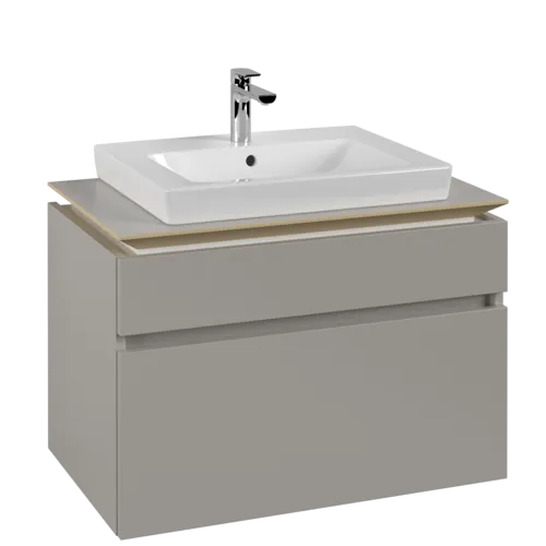 VILLEROY BOCH Legato Vanity unit, with lighting, 2 pull-out compartments, 800 x 550 x 500 mm, Soft Grey / Soft Grey #B679L0VK resmi
