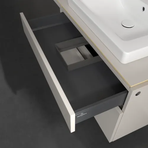 Bild von VILLEROY BOCH Legato Waschbeckenunterschrank, mit Beleuchtung, 2 Auszüge, 800 x 550 x 500 mm, Soft Grey / Soft Grey #B679L0VK