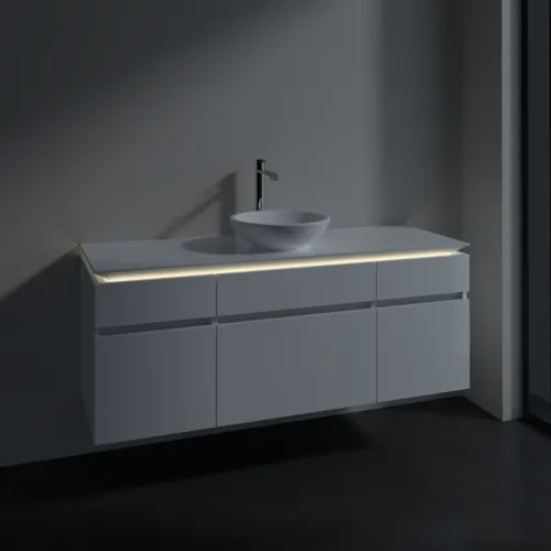 Bild von VILLEROY BOCH Legato Waschbeckenunterschrank, mit Beleuchtung, 5 Auszüge, 1400 x 550 x 500 mm, Glossy White / Glossy White #B586L0DH
