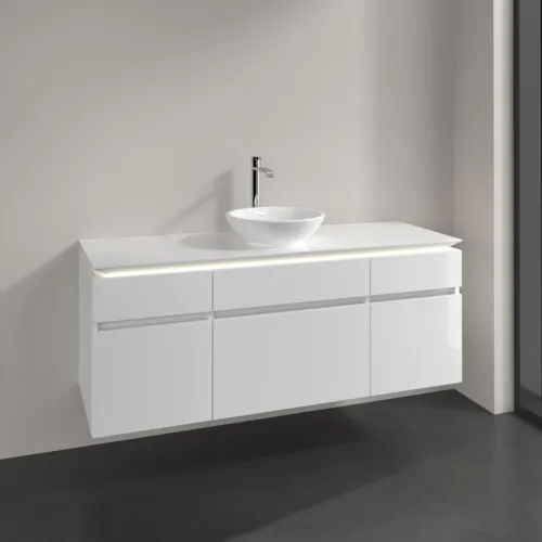 Bild von VILLEROY BOCH Legato Waschbeckenunterschrank, mit Beleuchtung, 5 Auszüge, 1400 x 550 x 500 mm, Glossy White / Glossy White #B586L0DH