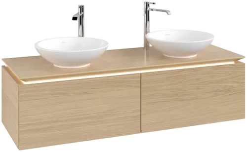 Picture of VILLEROY BOCH Legato Vanity unit, with lighting, 2 pull-out compartments, 1400 x 380 x 500 mm, Nordic Oak / Nordic Oak #B591L0VJ