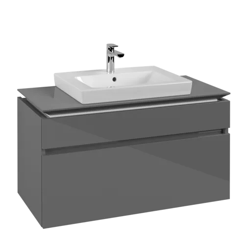 VILLEROY BOCH Legato Vanity unit, 2 pull-out compartments, 1000 x 550 x 500 mm, Glossy Grey / Glossy Grey #B68100FP resmi