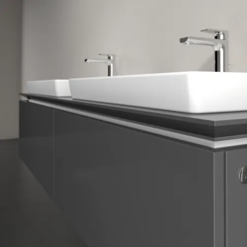 Bild von VILLEROY BOCH Legato Waschbeckenunterschrank, mit Beleuchtung, 2 Auszüge, 1600 x 380 x 500 mm, Glossy Grey / Glossy Grey #B692L0FP