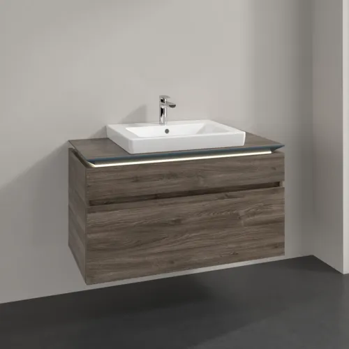 Bild von VILLEROY BOCH Legato Waschbeckenunterschrank, mit Beleuchtung, 2 Auszüge, 1000 x 550 x 500 mm, Stone Oak / Stone Oak #B681L0RK