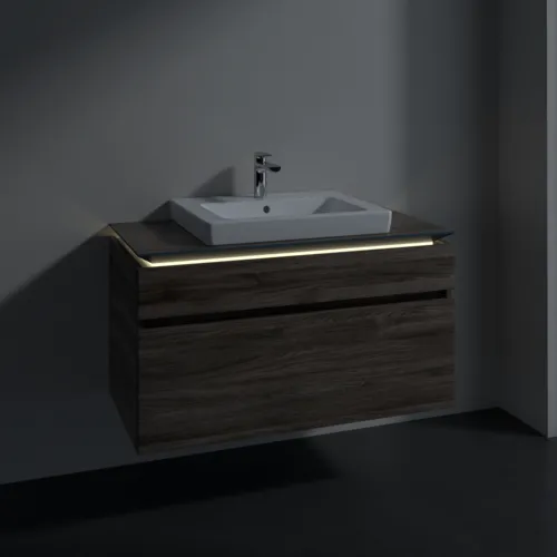 Bild von VILLEROY BOCH Legato Waschbeckenunterschrank, mit Beleuchtung, 2 Auszüge, 1000 x 550 x 500 mm, Stone Oak / Stone Oak #B681L0RK