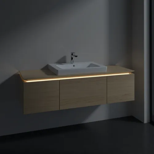 VILLEROY BOCH Legato Waschbeckenunterschrank, mit Beleuchtung, 3 Auszüge, 1200 x 380 x 500 mm, Nordic Oak / Nordic Oak #B682L0VJ, Bild 3