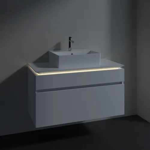 Bild von VILLEROY BOCH Legato Waschbeckenunterschrank, mit Beleuchtung, 2 Auszüge, 1000 x 550 x 500 mm, Glossy White / Glossy White #B604L0DH