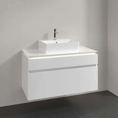 Bild von VILLEROY BOCH Legato Waschbeckenunterschrank, mit Beleuchtung, 2 Auszüge, 1000 x 550 x 500 mm, Glossy White / Glossy White #B604L0DH