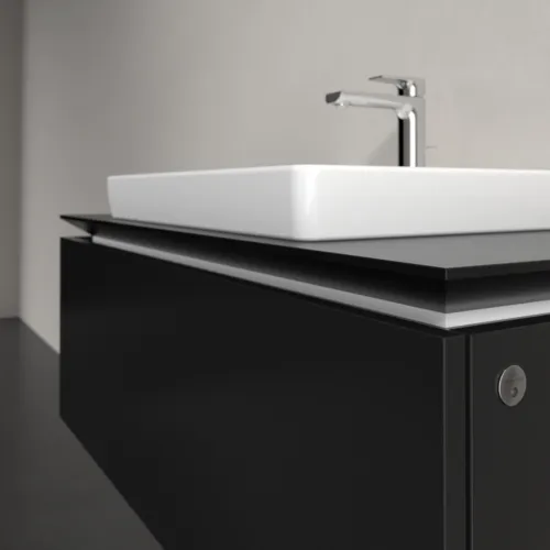 Bild von VILLEROY BOCH Legato Waschbeckenunterschrank, mit Beleuchtung, 1 Auszug, 1000 x 380 x 500 mm, Black Matt Lacquer / Black Matt Lacquer #B680L0PD