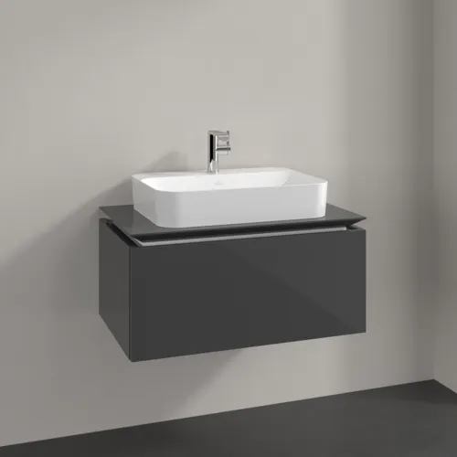 Bild von VILLEROY BOCH Legato Waschbeckenunterschrank, 1 Auszug, 800 x 380 x 500 mm, Glossy Grey / Glossy Grey #B75300FP