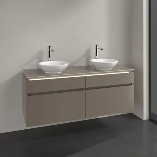 Bild von VILLEROY BOCH Legato Waschbeckenunterschrank, mit Beleuchtung, 4 Auszüge, 1400 x 550 x 500 mm, Truffle Grey / Truffle Grey #B592L0VG