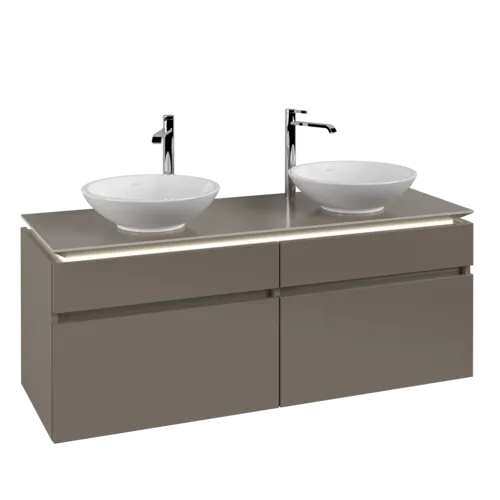 VILLEROY BOCH Legato Vanity unit, with lighting, 4 pull-out compartments, 1400 x 550 x 500 mm, Truffle Grey / Truffle Grey #B592L0VG resmi