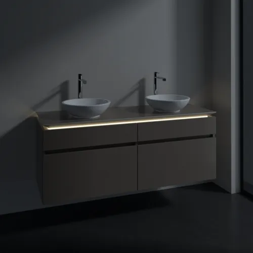 Bild von VILLEROY BOCH Legato Waschbeckenunterschrank, mit Beleuchtung, 4 Auszüge, 1400 x 550 x 500 mm, Truffle Grey / Truffle Grey #B592L0VG