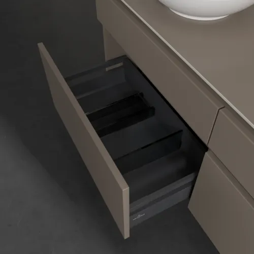 Bild von VILLEROY BOCH Legato Waschbeckenunterschrank, mit Beleuchtung, 4 Auszüge, 1400 x 550 x 500 mm, Truffle Grey / Truffle Grey #B592L0VG