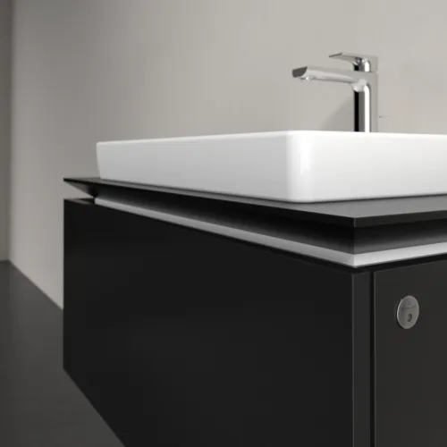 Bild von VILLEROY BOCH Legato Waschbeckenunterschrank, mit Beleuchtung, 1 Auszug, 800 x 380 x 500 mm, Black Matt Lacquer / Black Matt Lacquer #B678L0PD