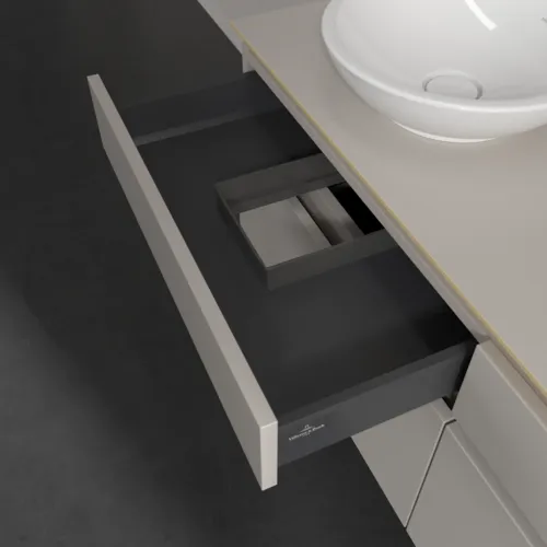 Bild von VILLEROY BOCH Legato Waschbeckenunterschrank, mit Beleuchtung, 4 Auszüge, 1400 x 550 x 500 mm, Soft Grey / Soft Grey #B592L0VK
