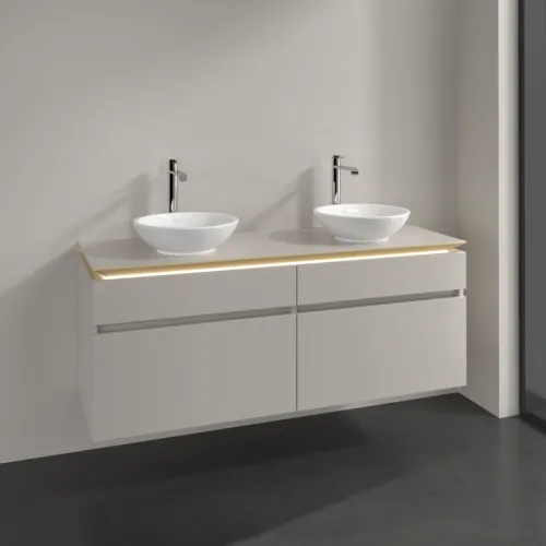 Bild von VILLEROY BOCH Legato Waschbeckenunterschrank, mit Beleuchtung, 4 Auszüge, 1400 x 550 x 500 mm, Soft Grey / Soft Grey #B592L0VK