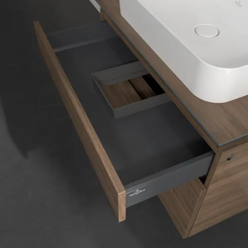 Bild von VILLEROY BOCH Legato Waschbeckenunterschrank, mit Beleuchtung, 2 Auszüge, 800 x 550 x 500 mm, Arizona Oak / Arizona Oak #B754L0VH