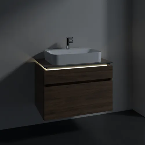 Bild von VILLEROY BOCH Legato Waschbeckenunterschrank, mit Beleuchtung, 2 Auszüge, 800 x 550 x 500 mm, Arizona Oak / Arizona Oak #B754L0VH