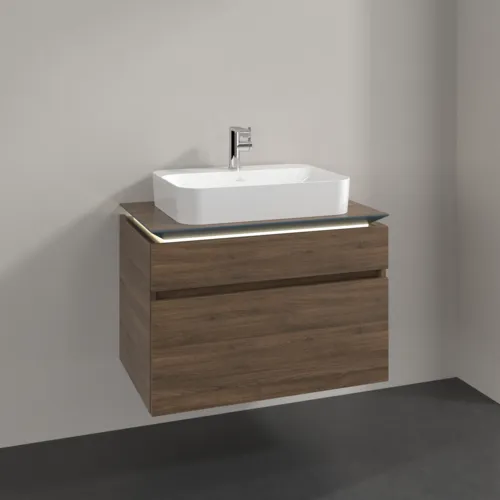 Bild von VILLEROY BOCH Legato Waschbeckenunterschrank, mit Beleuchtung, 2 Auszüge, 800 x 550 x 500 mm, Arizona Oak / Arizona Oak #B754L0VH