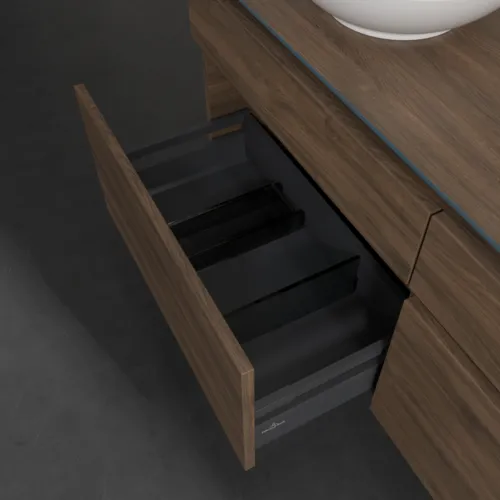 Bild von VILLEROY BOCH Legato Waschbeckenunterschrank, mit Beleuchtung, 4 Auszüge, 1400 x 550 x 500 mm, Arizona Oak / Arizona Oak #B592L0VH