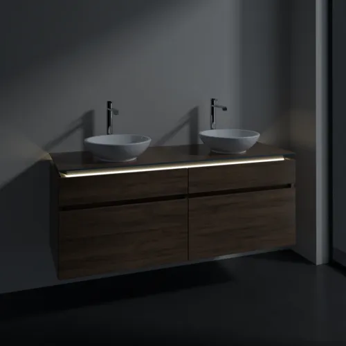 Bild von VILLEROY BOCH Legato Waschbeckenunterschrank, mit Beleuchtung, 4 Auszüge, 1400 x 550 x 500 mm, Arizona Oak / Arizona Oak #B592L0VH